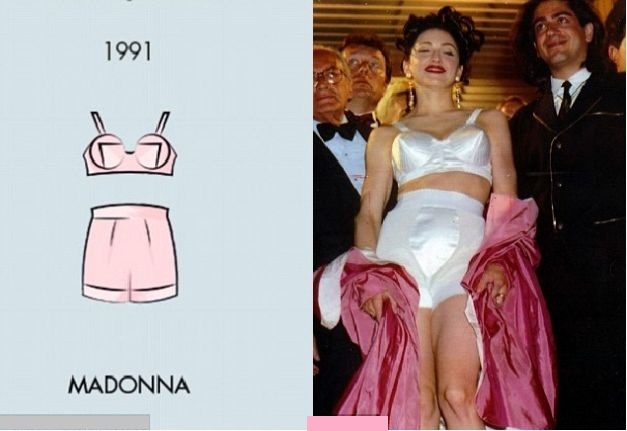 Madonna a păşit aproape goală pe covorul roşu de la Cannes, în 1991