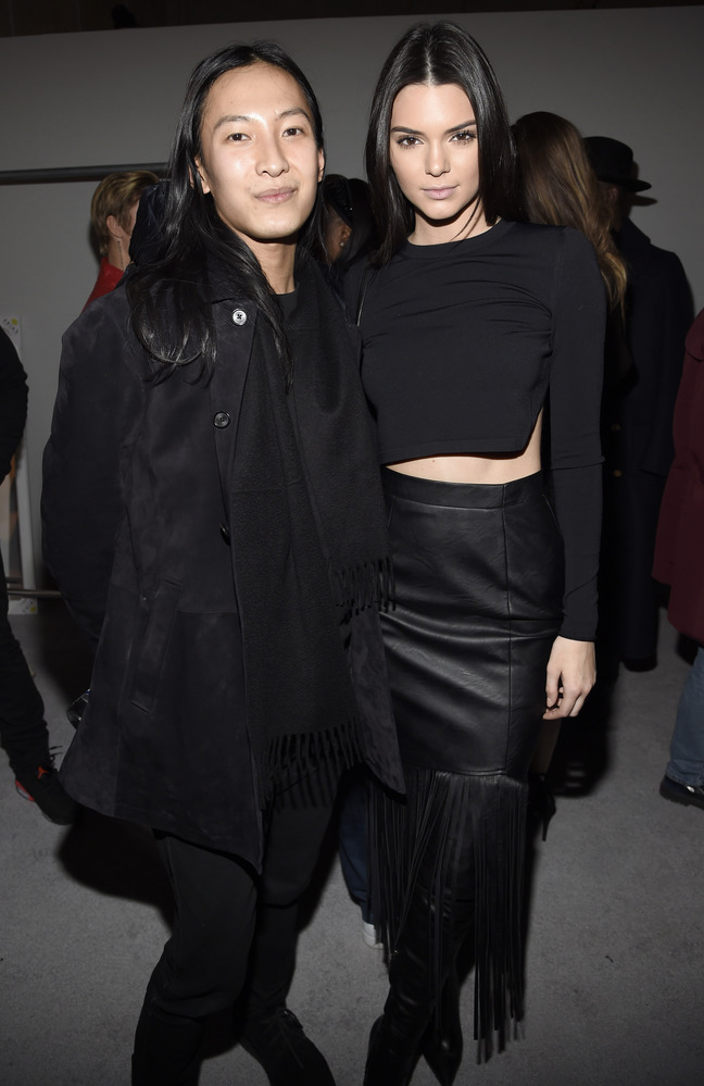 Alexander Wang(L) and Kendall Jenner pose backstage at the adidas Originals x Kanye West YEEZY SEASON 1 fashion show during New York Fashion Week Fall 2015 at Skylight Clarkson Sq on February 12, 2015 in New York City